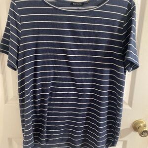 Pink Clover Blue and White Striped Short Sleeve Tee